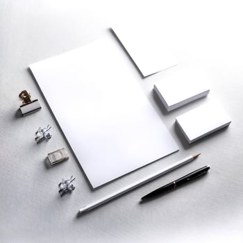 Corporate stationery set mockup at white textured paper background. photo