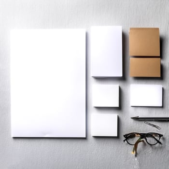 Corporate stationery set mockup at white textured paper background. photo