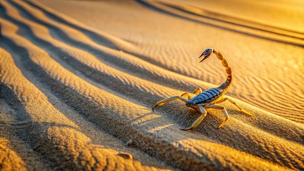 Desert scorpion leaving trail on sand photo