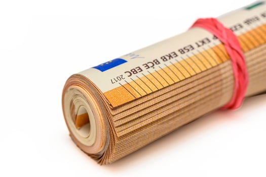50 Euro bill rolled into a tube photo
