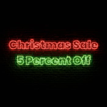 Christmas Sale 5 Percent Off With Brick Background photo