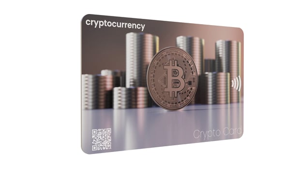 Black Bitcoin Card With White Background photo