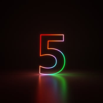 3d Render, Number 1 Glowing in the Dark, Gradient Neon Light photo