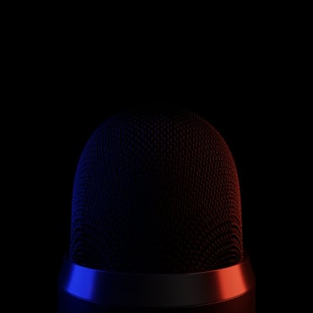 Podcast Microphone With Blue And Red Lights photo
