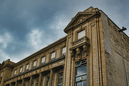 Ornate Historical Building Under Cloudy Sky in Blackpool, UK photo