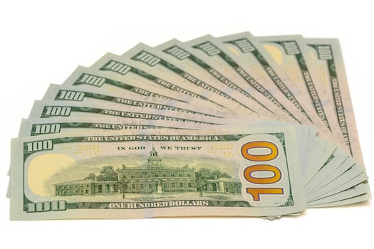 dollars on a white background. photo