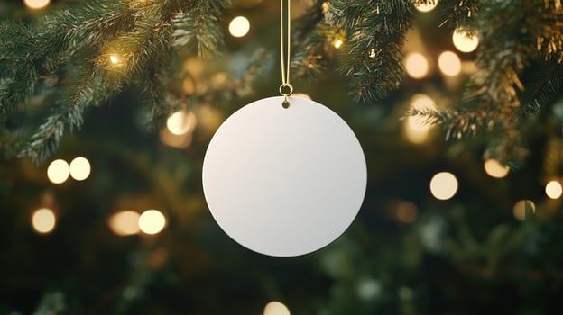 Christmas blank round ornament. Mock up of Christmas round sign, ornament photo