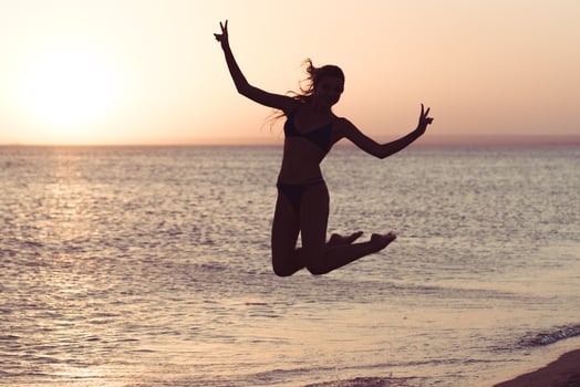 Woman is alone at beach photo