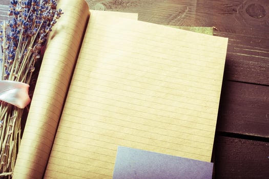 The workplace traveler. The blank notebook. photo
