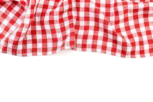 red folded tablecloth isolated on white photo