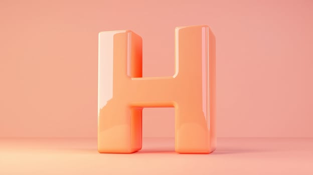 Letter H font orange frame uppercase for children toy learning on solid background photo