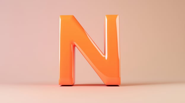 Letter N font orange frame uppercase for children toy learning on solid background photo