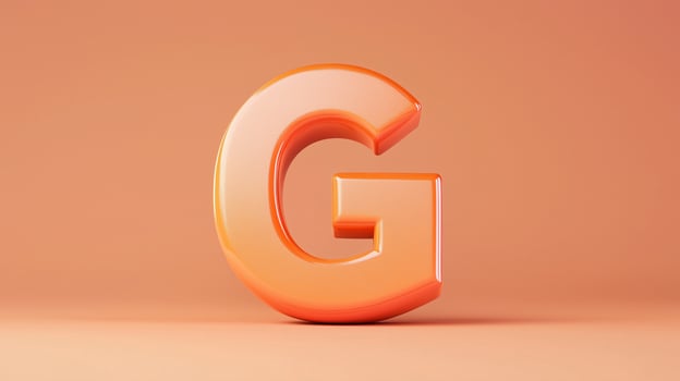 Letter G font orange frame uppercase for children toy learning with game play on solid background photo