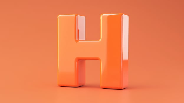 Letter H font orange frame uppercase for children toy learning on solid background photo