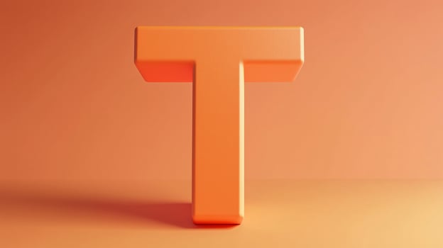 Letter T font orange frame uppercase for children toy learning on solid background photo