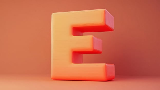 Letter E font orange frame uppercase for children toy learning with game play on solid background photo