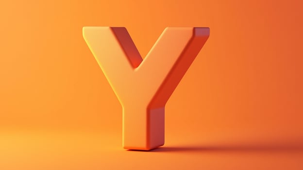 Letter Y font orange frame uppercase for children toy learning on solid background photo
