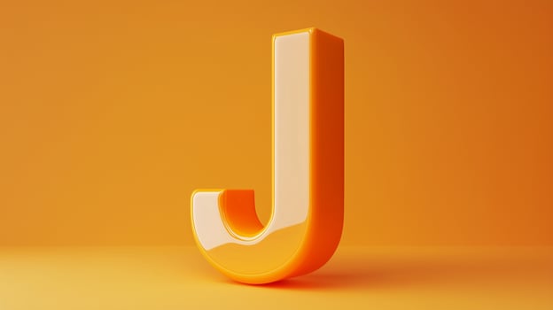 Letter J font orange frame uppercase for children toy learning on solid background photo