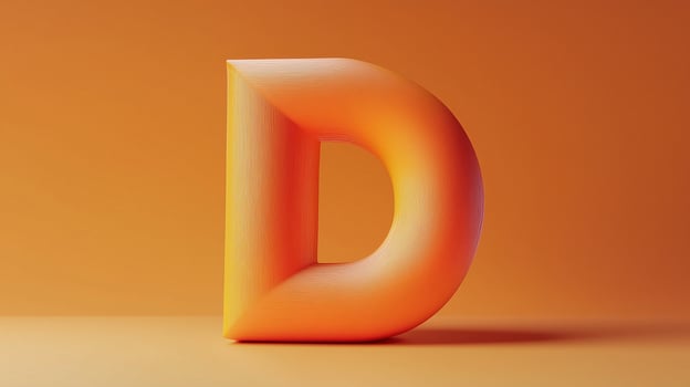 Letter D font orange frame uppercase for children toy learning with game play on solid background photo
