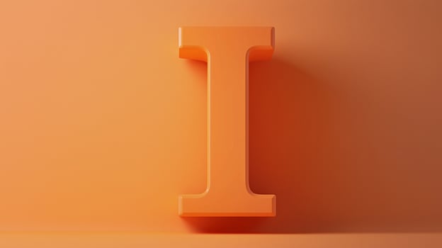 Letter I font orange frame uppercase for children toy learning on solid background photo