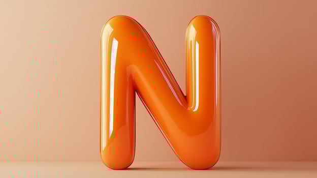 Letter N font orange frame uppercase for children toy learning on solid background photo