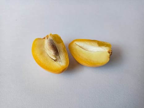 Kurma Muda or Raw Golden Young Dates isolated on white background photo