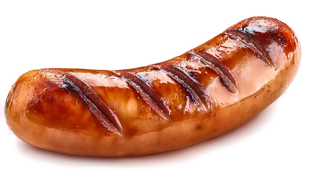 grilled sausages isolated on white background. photo