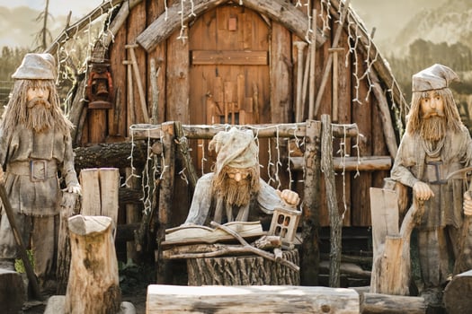 Sculptures of Cartoon characters made of wood and fabric photo