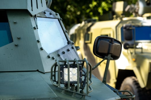Military armored SUV of green color.Military concept photo