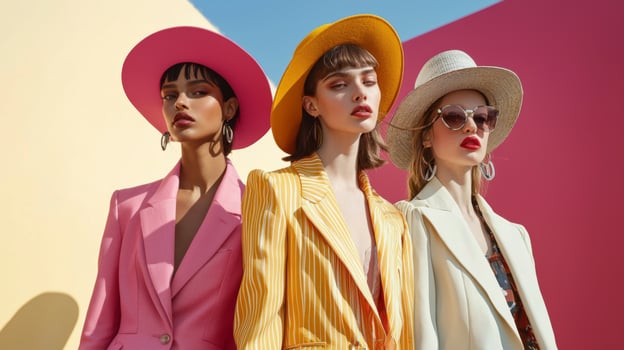 Beautiful stylish models showcasing the latest fashion trends photo