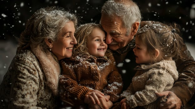 Seniors sharing moments of joy with grandchildren, Happy grandparents photo