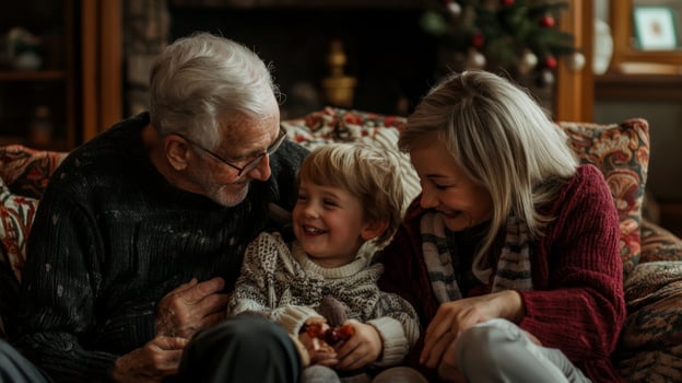Seniors sharing moments of joy with grandchildren, Happy grandparents photo