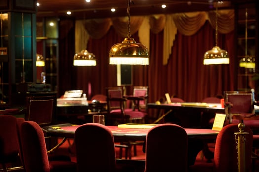 An empty blackjack table in a casino photo
