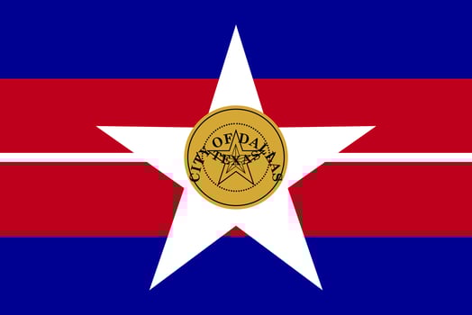 Flag of the city of Dallas, Texas, USA, original colors and proportions. Illustration photo