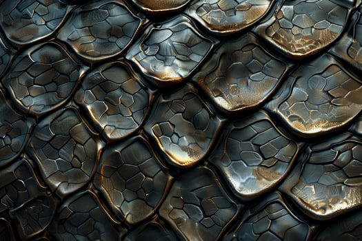 Snake skin with brown and green pattern. Natural texture background for design projects. photo