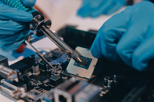 Electronics technician, electronic engineering electronic repair, electronics measuring and testing, repair and maintenance concepts. photo