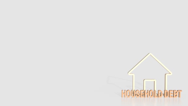 The house icons and text Household debt for real estate or property concept 3d rendering. photo