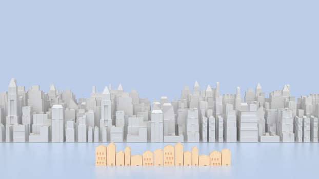 The city image for real estate or property concept 3d rendering. photo