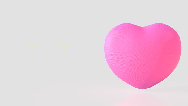 The pink Heart on white background for love concept 3d rendering. photo
