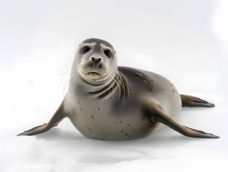 Seal lying on ice, isolated on a white background photo