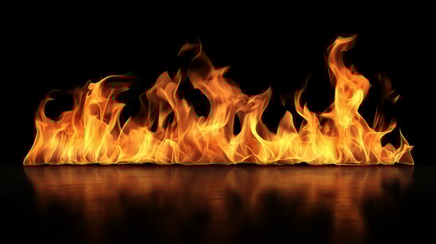 Vibrant flames dance gracefully against a black background, illuminating the space with warm colors and dynamic shapes photo