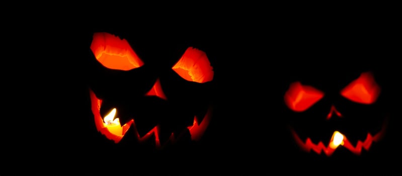 Scary Jack-o'-lanterns with Candlelight photo