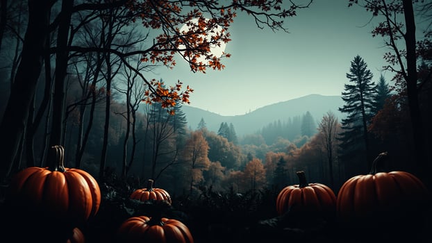 Pumpkins in a Dark Forest photo