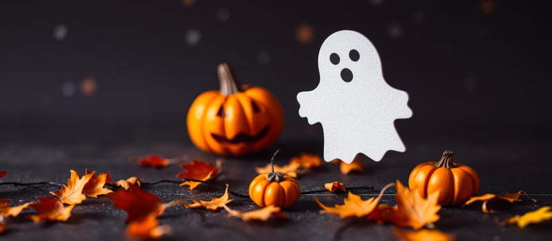 Halloween Ghost and Pumpkins photo