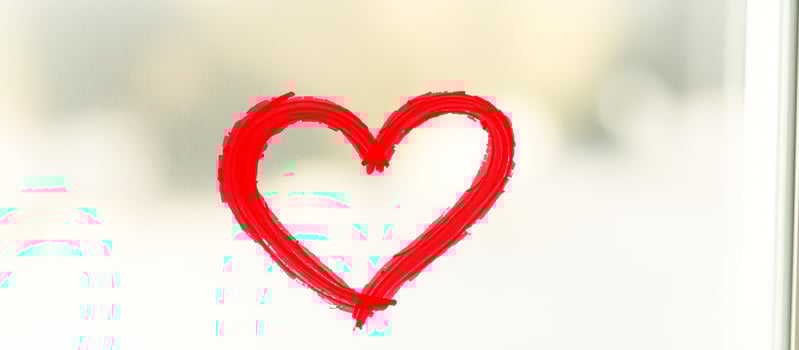 Red Heart Drawn on Frosted Glass photo