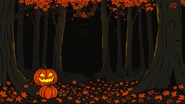 Spooky Halloween Forest with Jack-O-Lantern photo