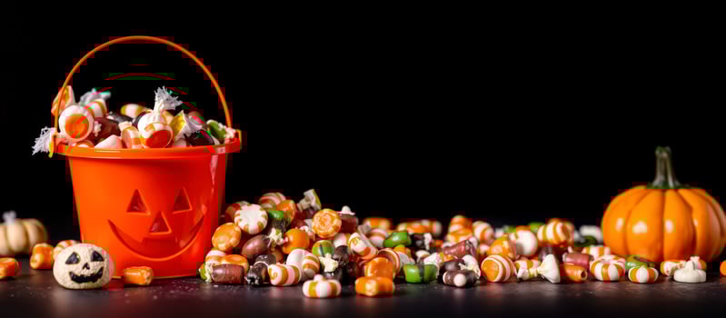 Halloween Candy Spilled From Jack-O-Lantern Bucket photo