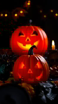 Halloween Jack-o'-Lanterns with Glowing Eyes photo