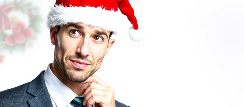 Businessman wearing santa hat photo