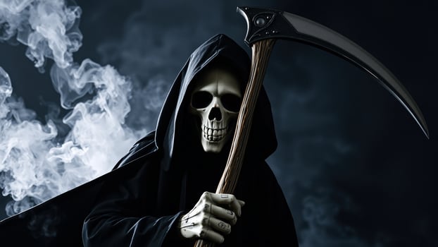 Grim Reaper with Scythe in Smoke photo